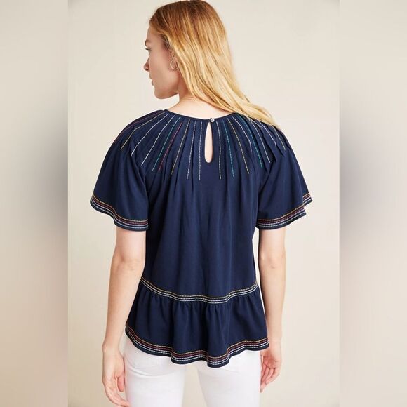 MAEVE ANTHROPOLOGIE Chamonix Embroidered Swing Top - Picture 2 of 12